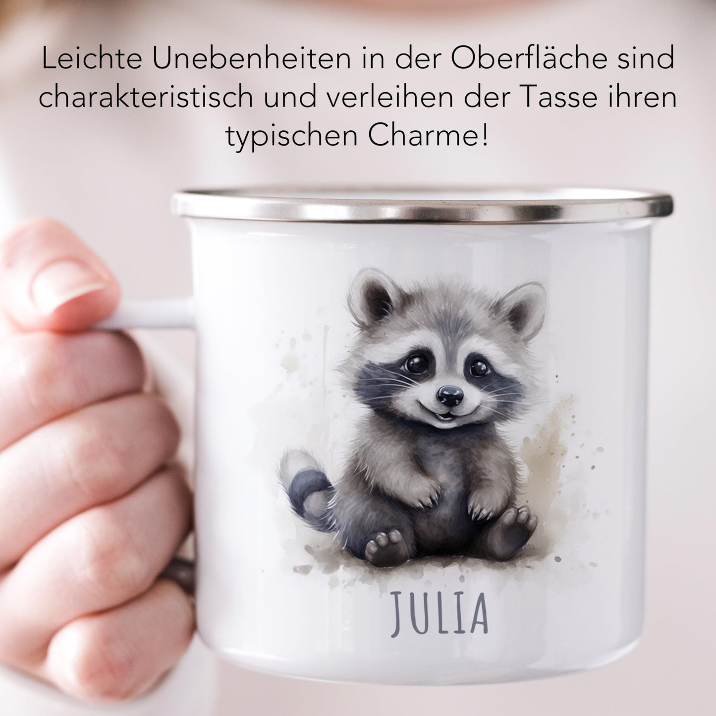 Emaille Tasse Tiere personalisiert