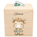 Bulle Spardose für Kinder aus Holz personalisierte Sparbox Holzspardose mit Schlüssel als Geldgeschenk