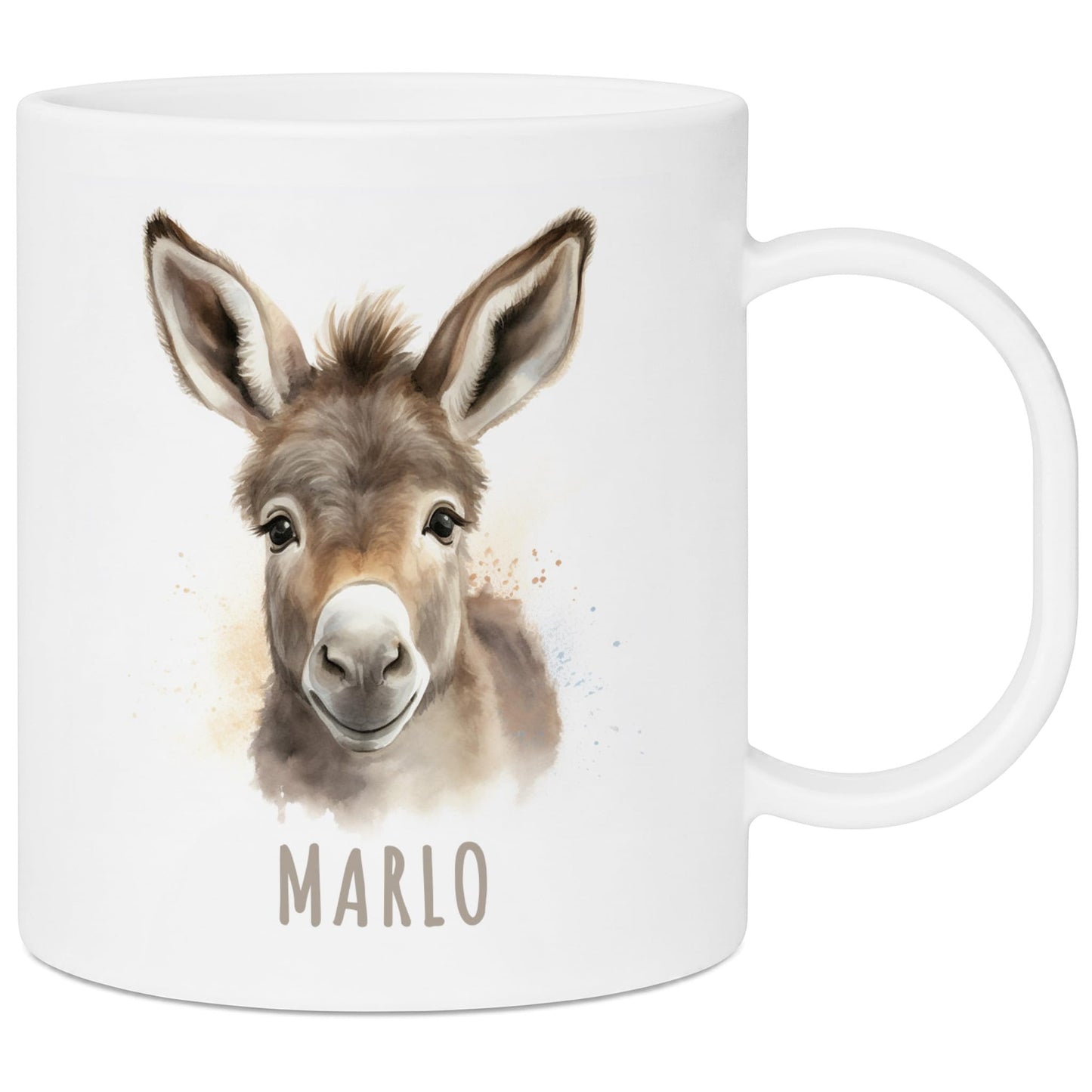 Bruchsichere Kindertasse leichte Kunststoff Tasse mit Henkel für Kindergarten, Esel