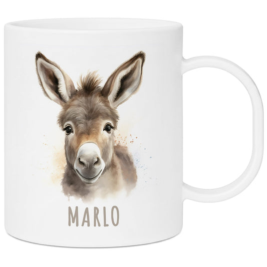 Bruchsichere Kindertasse leichte Kunststoff Tasse mit Henkel für Kindergarten, Esel