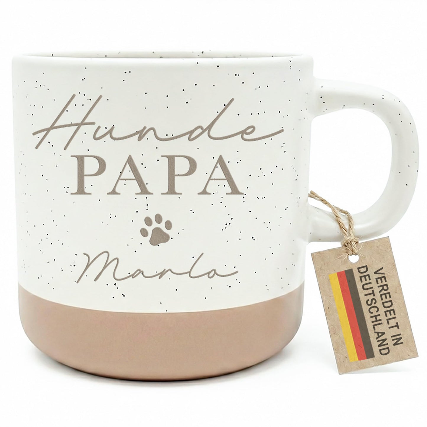 Hundepapa Tasse Steingut Hund personalisiertes Geschenk für Hundebesitzer Hundemotiv Hundeliebhaber Hunde Papa Kaffeetasse mit Gravur