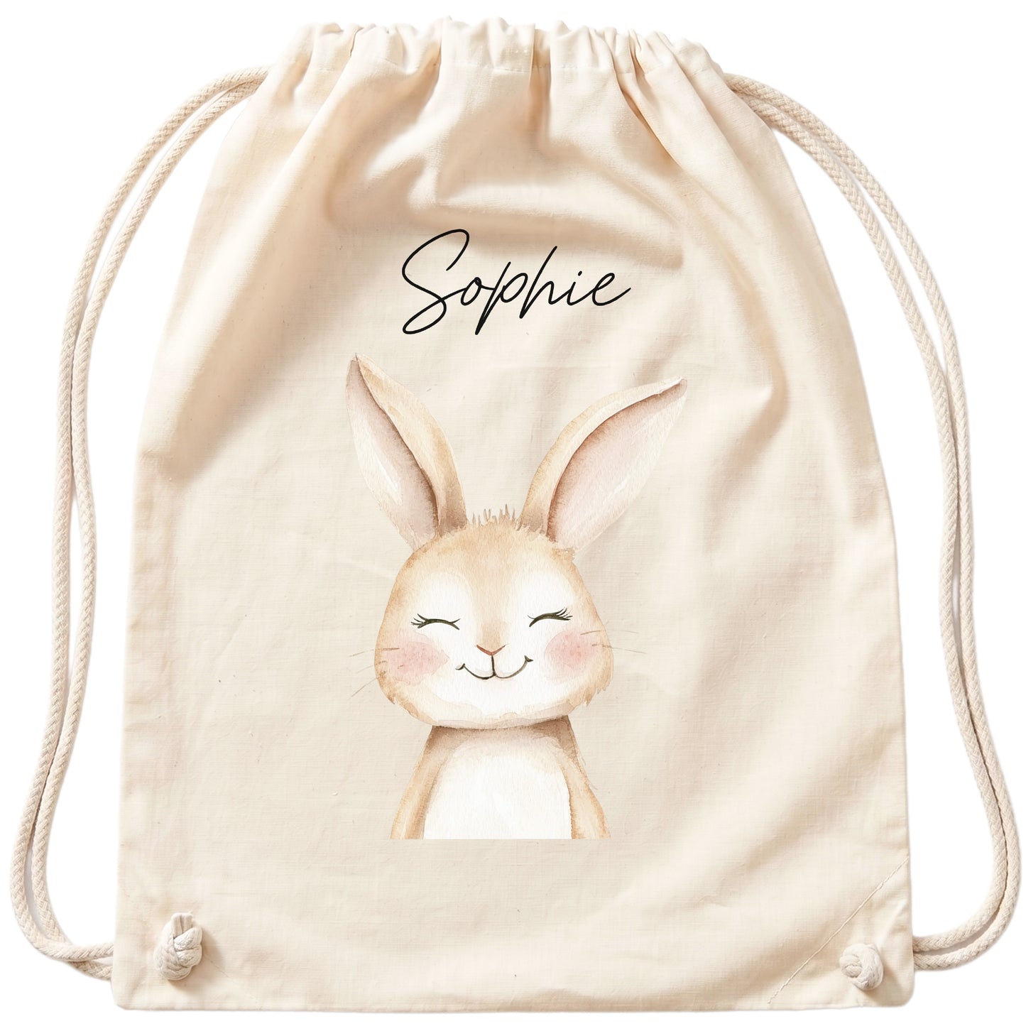 Hase Turnbeutel Kinder personalisierter Sportbeutel für Kindergarten & Kita Stoffbeutel mit Kordelzug