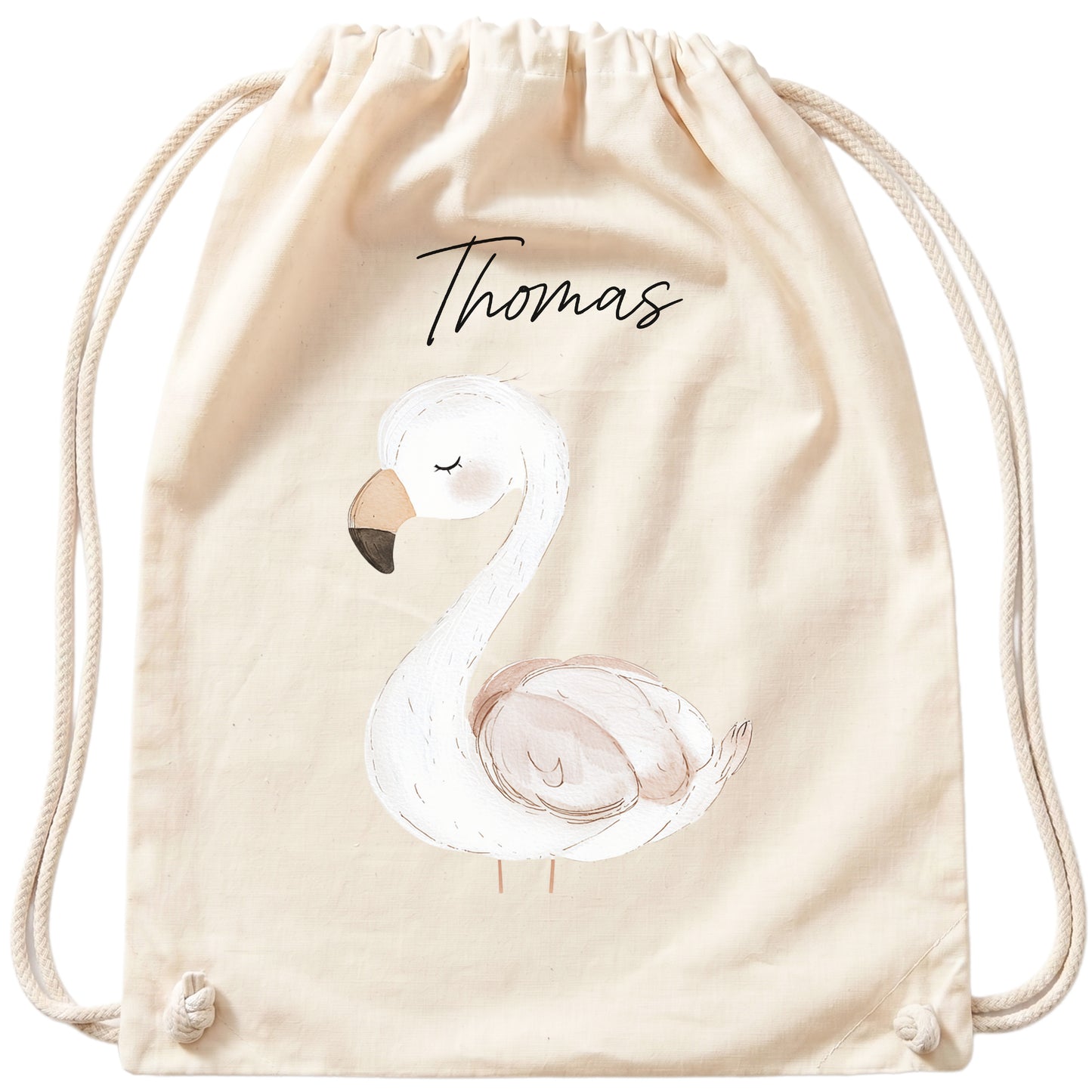 Flamingo Turnbeutel für Kinder personalisierter Sportbeutel für den Kindergarten Stoffbeutel mit Kordelzug