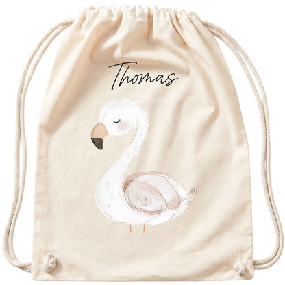 Flamingo Turnbeutel für Kinder personalisierter Sportbeutel für den Kindergarten Stoffbeutel mit Kordelzug