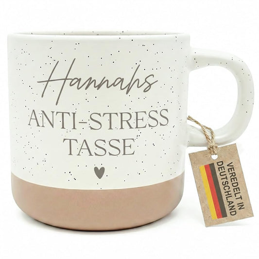 Anti Stress Tasse Steingut personalisiert mit Namen graviert lustige Kaffeetasse für Büro Kollegin Geschenk Kaffeetasse