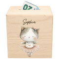 Spardose für Mädchen personalisierte Sparbox aus Holz mit Katze Geldgeschenk für Kinder