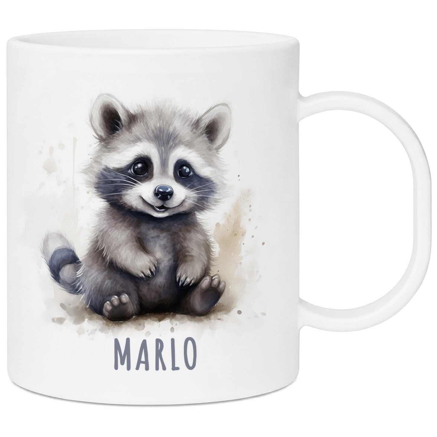 Bruchsichere Kindertasse leichte Kunststoff Tasse mit Henkel für Kindergarten, Waschbär