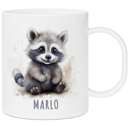 Bruchsichere Kindertasse leichte Kunststoff Tasse mit Henkel für Kindergarten, Waschbär