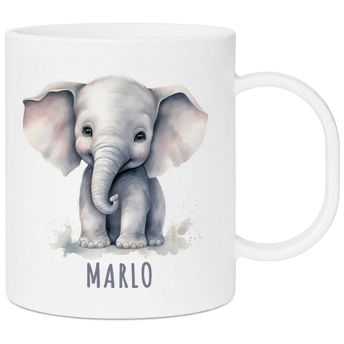 Bruchsichere Kindertasse leichte Kunststoff Tasse mit Henkel für Kindergarten, Elefant