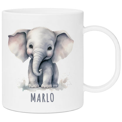Bruchsichere Kindertasse leichte Kunststoff Tasse mit Henkel für Kindergarten, Elefant