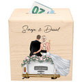 Geldgeschenk zur Hochzeit personalisierte Holz Spardose Hochzeitsgeschenk für Brautpaar als Geld Geschenk