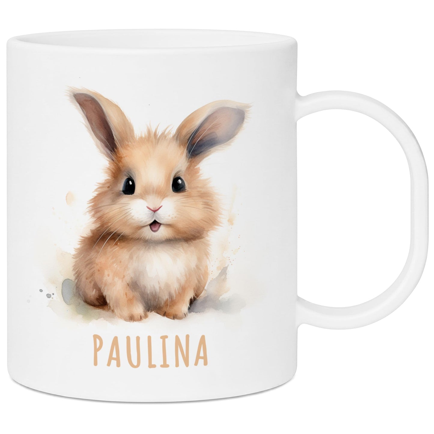 Bruchsichere Kindertasse leichte Kunststoff Tasse mit Henkel für Kindergarten, Hase