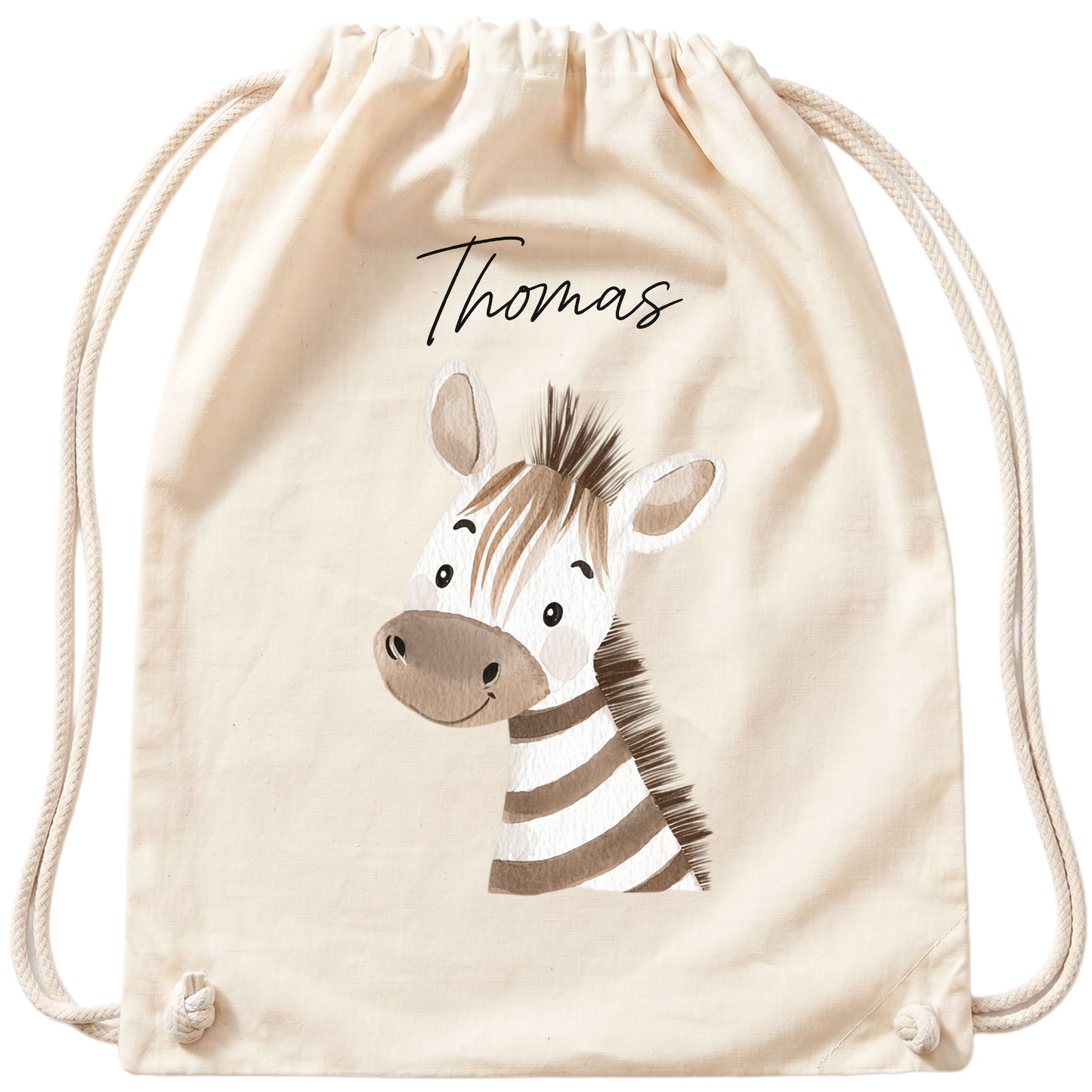Zebra Turnbeutel für Kinder personalisierter Sportbeutel für den Kindergarten Stoffbeutel mit Kordelzug