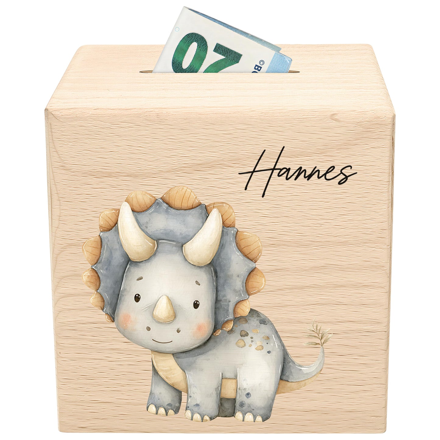 Spardose Dino für Jungen personalisierte Sparbox aus Holz Sparschwein für Kinder V8