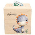 Spardose Dino für Jungen personalisierte Sparbox aus Holz Sparschwein für Kinder V7