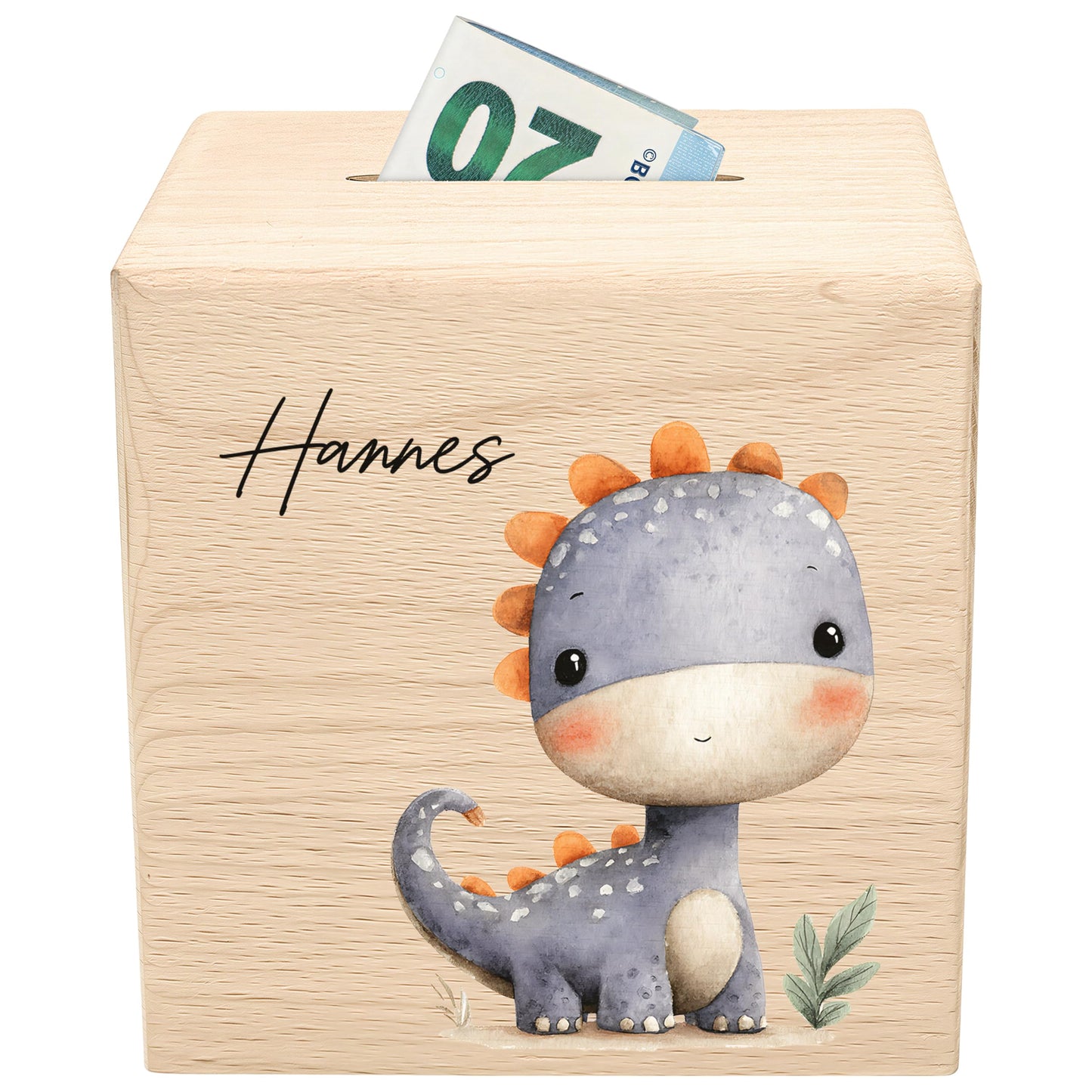 Spardose Dino für Jungen personalisierte Sparbox aus Holz Sparschwein für Kinder V7