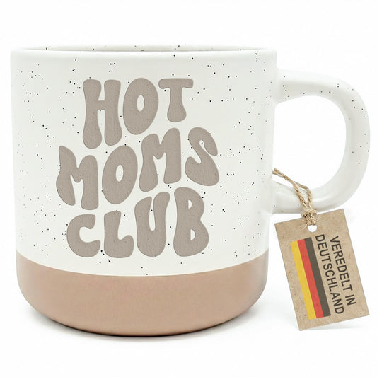 Hot Moms Club Mama Steingut Tasse Muttertagsgeschenk mit Gravur Sohn Tochter Mutter Geschenk zum Muttertag Kaffeebecher Kaffeetasse