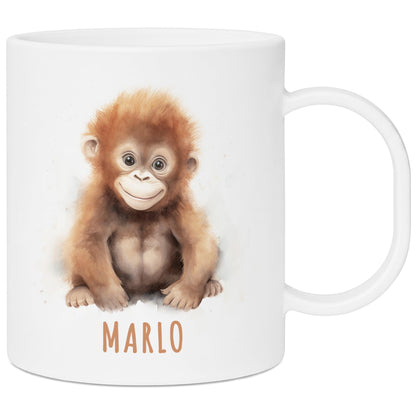 Bruchsichere Kindertasse leichte Kunststoff Tasse mit Henkel für Kindergarten, Affe