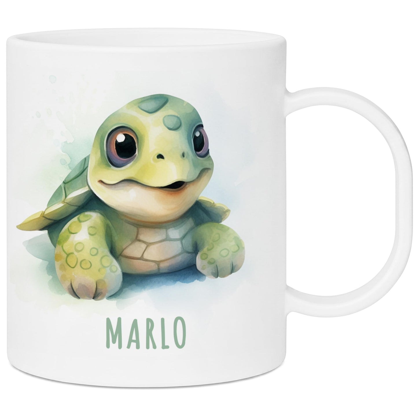 Bruchsichere Kindertasse leichte Kunststoff Tasse mit Henkel für Kindergarten, Schildkröte