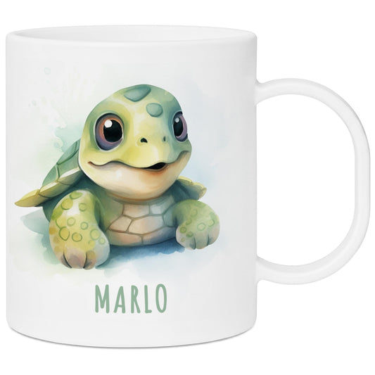 Bruchsichere Kindertasse leichte Kunststoff Tasse mit Henkel für Kindergarten, Schildkröte