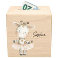 Spardose für Mädchen personalisierte Sparbox aus Holz mit Giraffe Geldgeschenk für Kinder