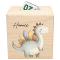 Spardose Dino für Jungen personalisierte Sparbox aus Holz Sparschwein für Kinder V5