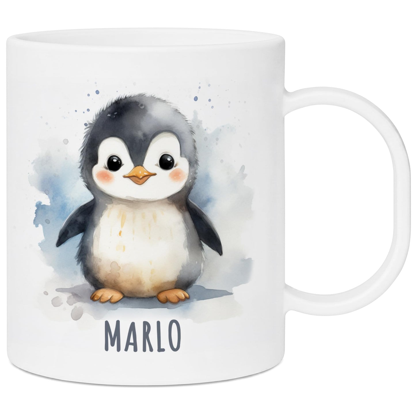 Bruchsichere Kindertasse leichte Kunststoff Tasse mit Henkel für Kindergarten, Pinguin