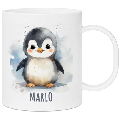 Bruchsichere Kindertasse leichte Kunststoff Tasse mit Henkel für Kindergarten, Pinguin