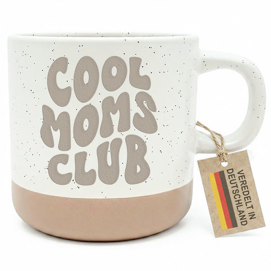 Cool Moms Club Mama Steingut Tasse Muttertagsgeschenk mit Gravur Sohn Tochter Mutter Geschenk zum Muttertag Kaffeebecher Kaffeetasse