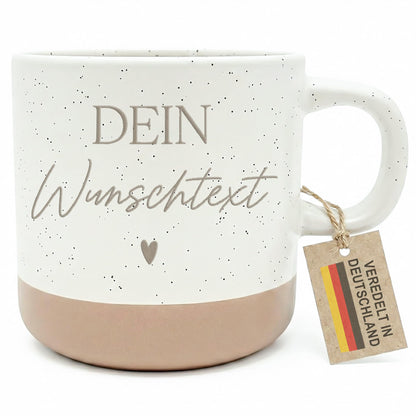 Steingut Tasse personalisiert mit Text Gravur Kaffeebecher selbst gestalten Geschenk Teetasse Kaffeetasse