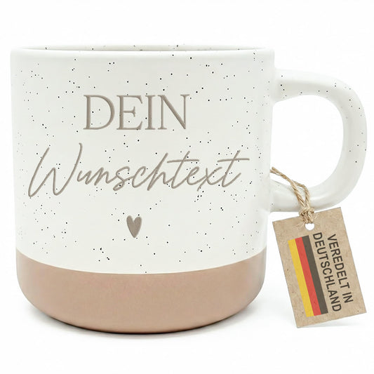 Steingut Tasse personalisiert mit Text Gravur Kaffeebecher selbst gestalten Geschenk Teetasse Kaffeetasse