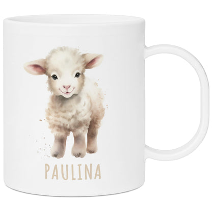 Bruchsichere Kindertasse leichte Kunststoff Tasse mit Henkel für Kindergarten, Schaf