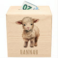 Schaf Spardose für Kinder personalisiert Sparbox aus Holz Sparschwein mit Schlüssel Taufgeschenk für Jungen und Mädchen