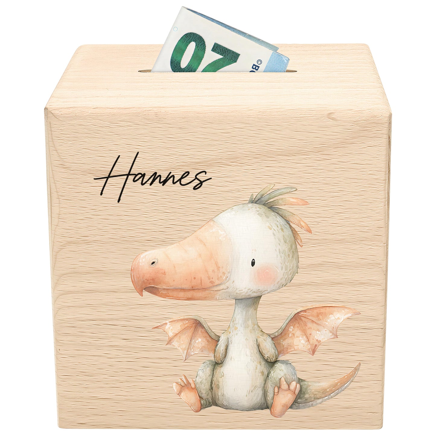 Spardose Dino für Jungen personalisierte Sparbox aus Holz Sparschwein für Kinder V6