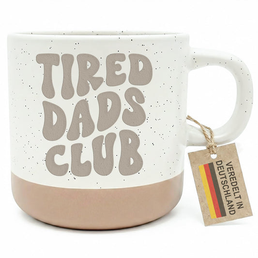 Tired Dads Club Papa Steingut Tasse Vatertagsgeschenk mit Gravur Sohn Tochter Vater Geschenk zum Vatertag Kaffeebecher Kaffeetasse