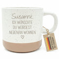 Ich wünschte du würdest nebenan wohnen personalisierte Steingut Tasse mit Gravur & Namen Geschenk für beste Freundin