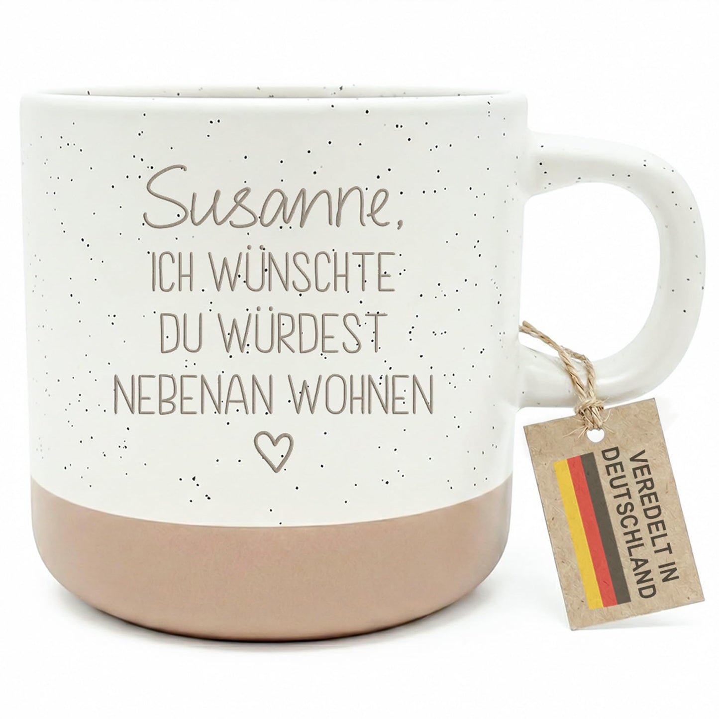 Ich wünschte du würdest nebenan wohnen personalisierte Steingut Tasse mit Gravur & Namen Geschenk für beste Freundin