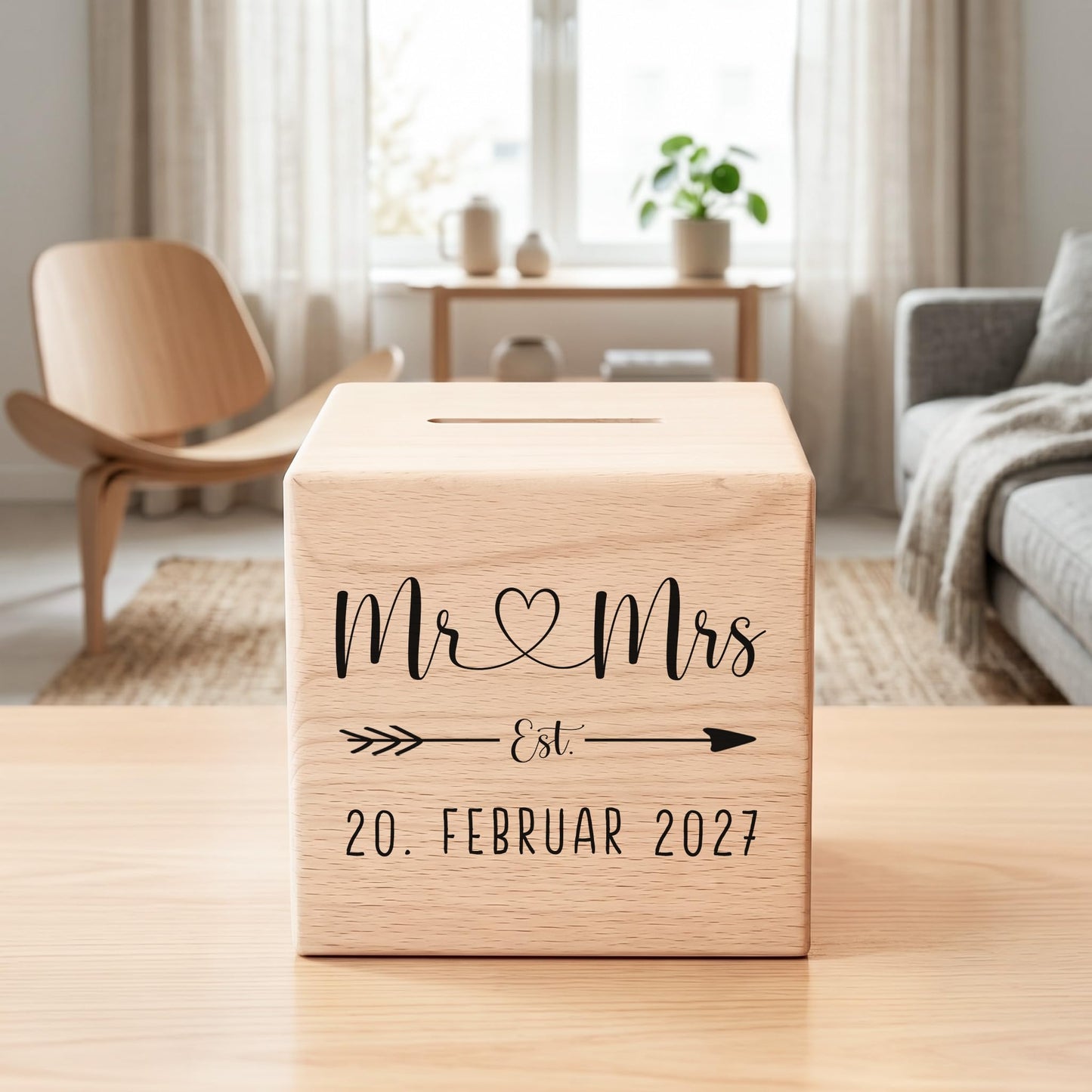 Geldgeschenk zur Hochzeit personalisierte Holz Spardose Hochzeitsgeschenk für Brautpaar