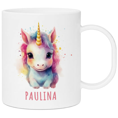 Bruchsichere Kindertasse leichte Kunststoff Tasse mit Henkel für Kindergarten, Einhorn