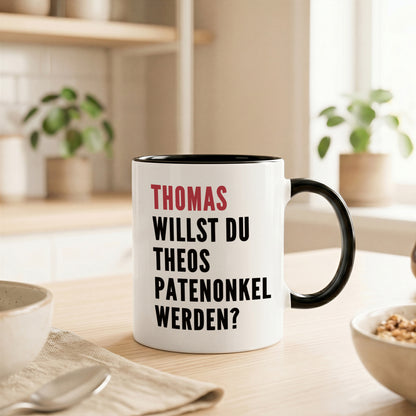 DEL MÀ Unique & Personal Keramiktasse für Patenonkel frage Willst du mein Patenonkel werden Keramiktasse 330 ml
