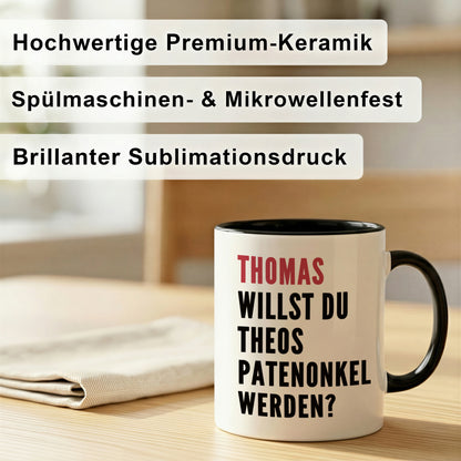 DEL MÀ Unique & Personal Keramiktasse für Patenonkel frage Willst du mein Patenonkel werden Keramiktasse 330 ml