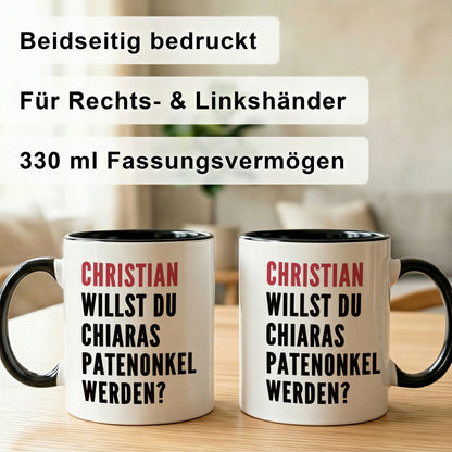 DEL MÀ Unique & Personal Keramiktasse für Patenonkel frage Willst du mein Patenonkel werden Keramiktasse 330 ml