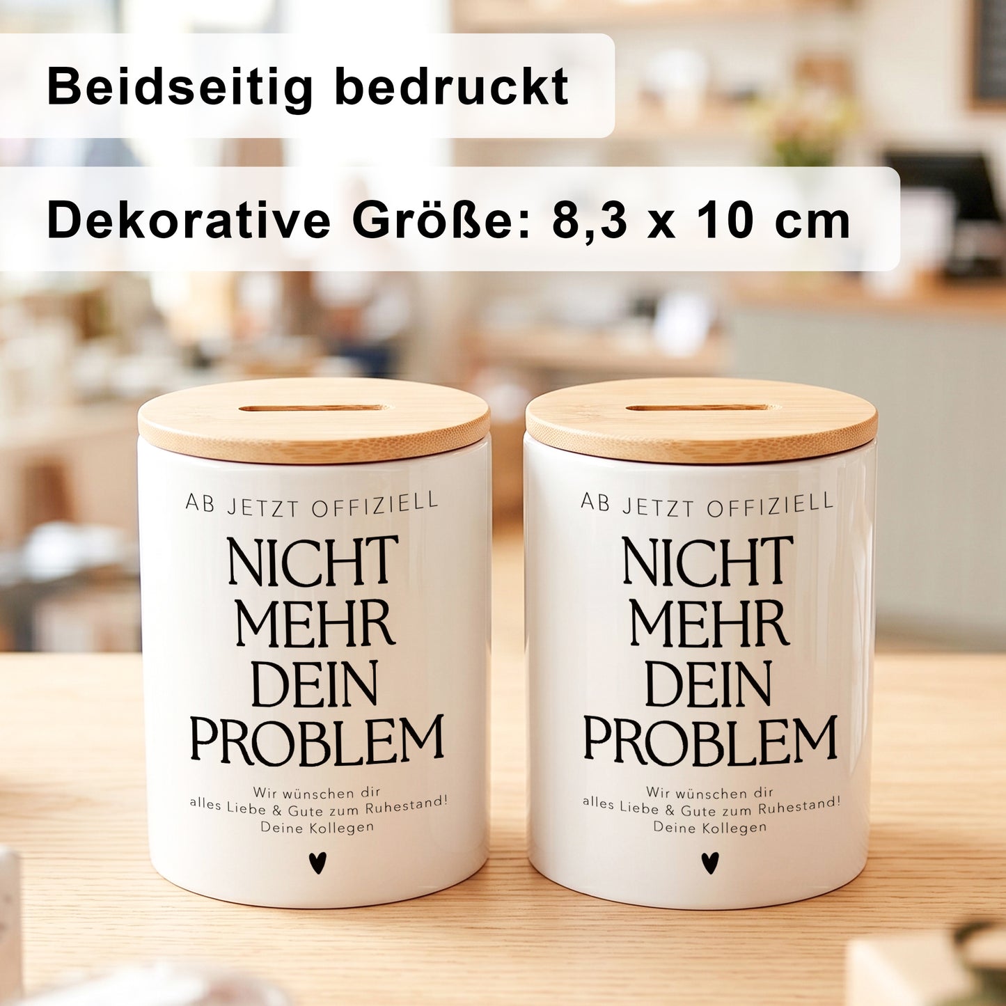 Rentenkasse Spardose aus Keramik mit Bambusdeckel lustige Geschenkidee zum Renteneintritt für Kollegen