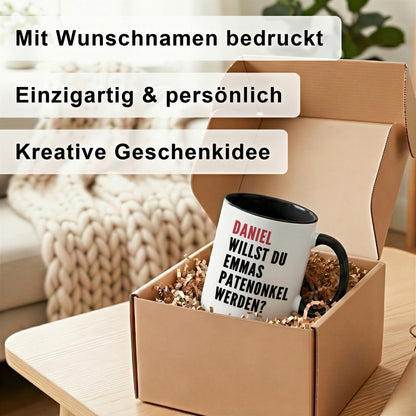DEL MÀ Unique & Personal Keramiktasse für Patenonkel frage Willst du mein Patenonkel werden Keramiktasse 330 ml