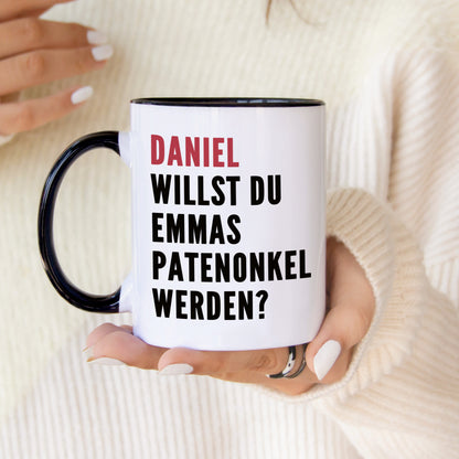 DEL MÀ Unique & Personal Keramiktasse für Patenonkel frage Willst du mein Patenonkel werden Keramiktasse 330 ml