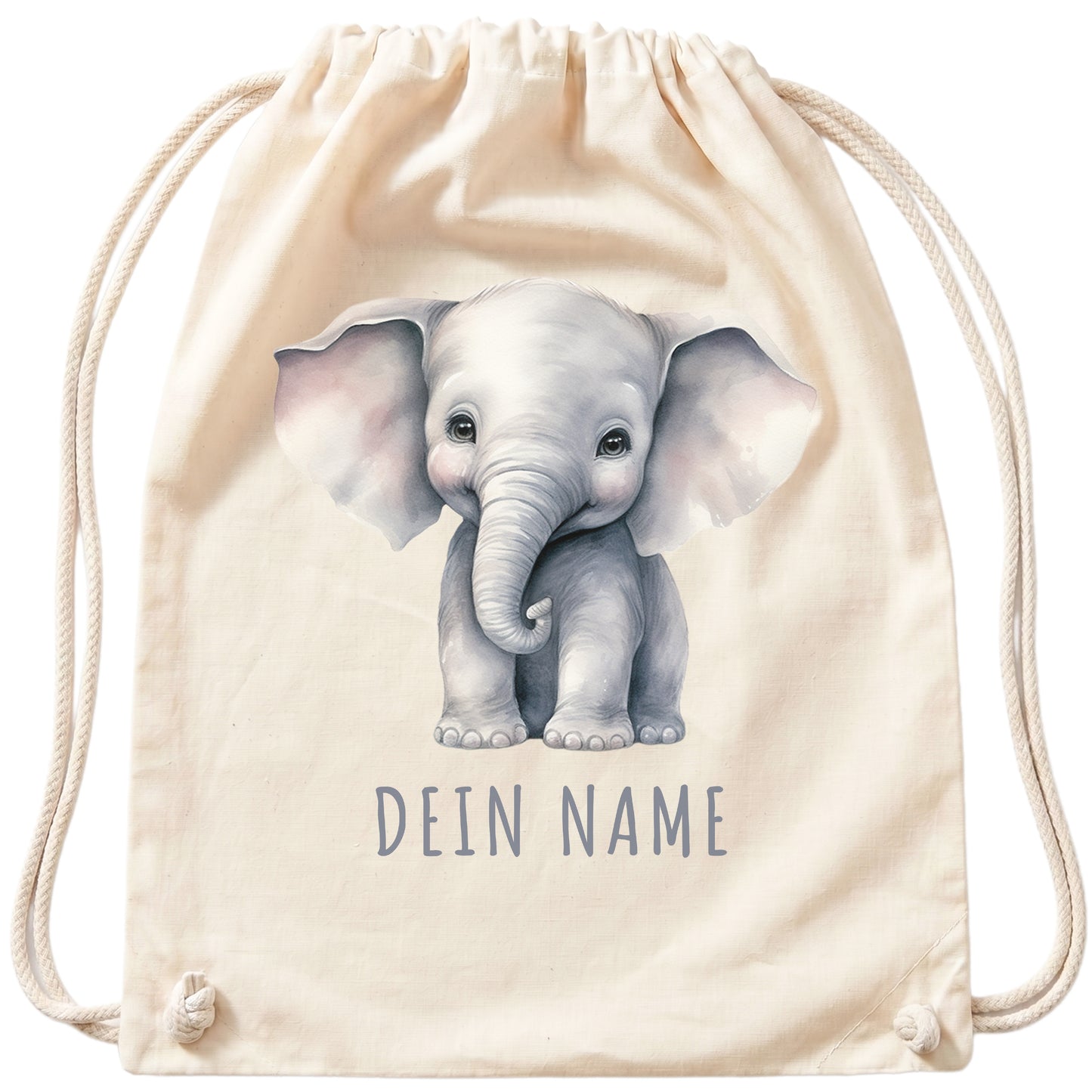 Elefant Turnbeutel Kinder personalisierter Sportbeutel für den Kindergarten Stoffbeutel mit Kordelzug