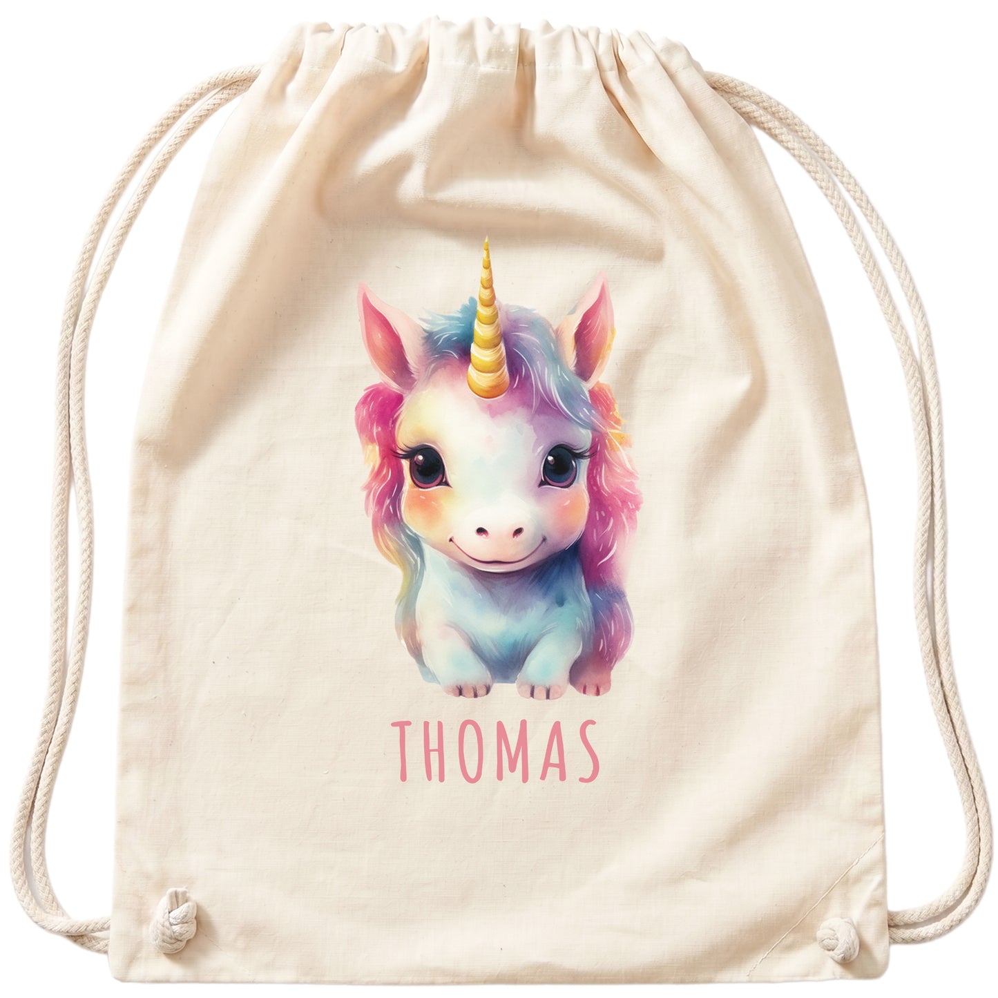 Einhorn Turnbeutel Kinder personalisierter Sportbeutel für den Kindergarten Stoffbeutel mit Kordelzug