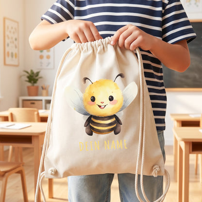 Biene Turnbeutel Kinder personalisierter Sportbeutel für den Kindergarten Stoffbeutel mit Kordelzug