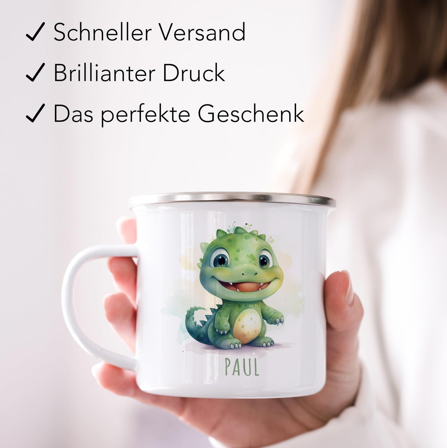 Emaille Tasse Tiere personalisiert
