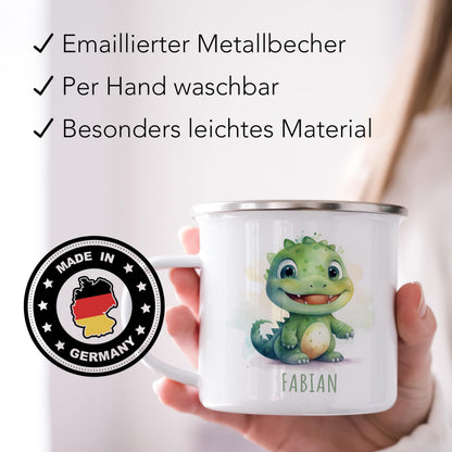 Emaille Tasse Tiere personalisiert